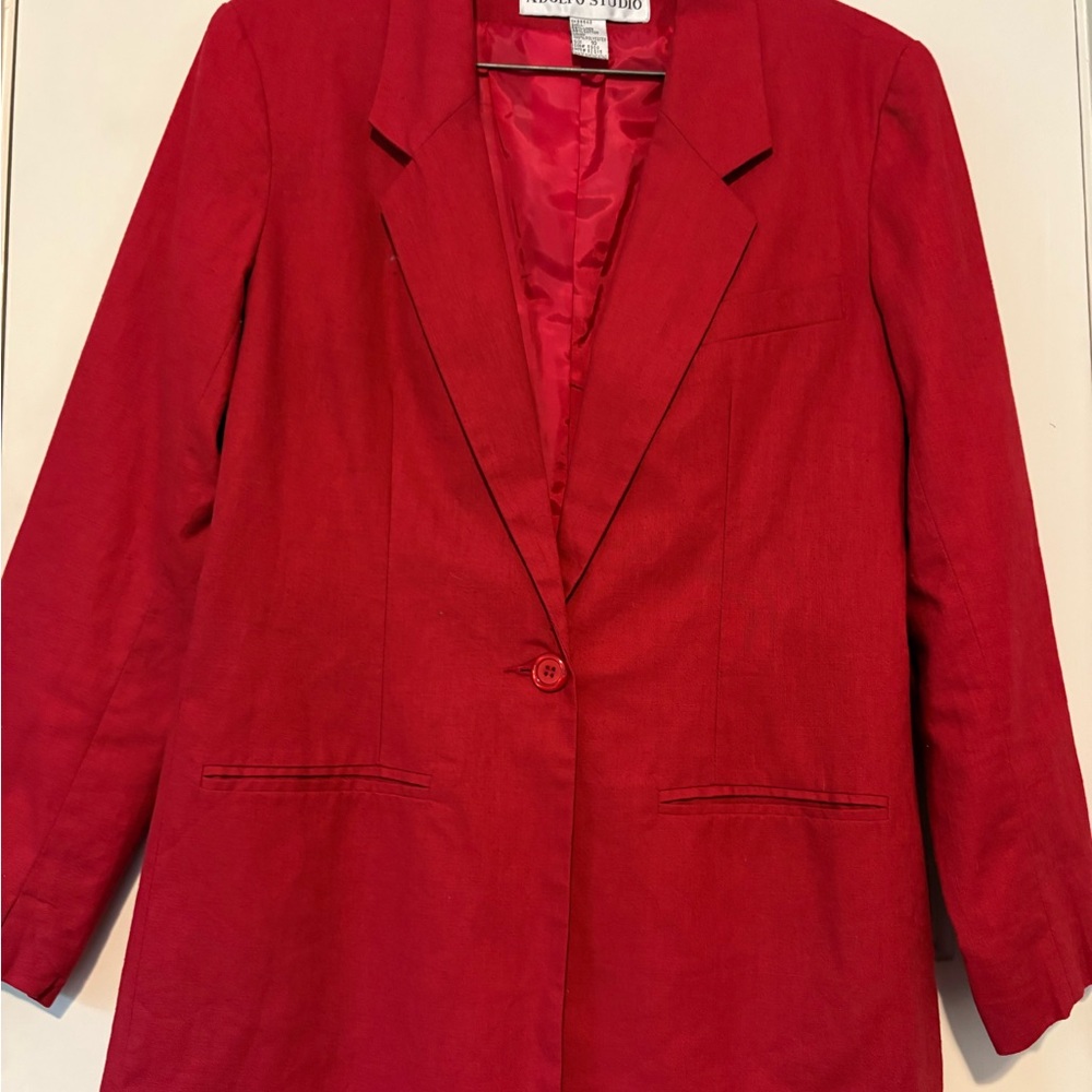 Adolfo Red Blazer Jacket Professional Timeless